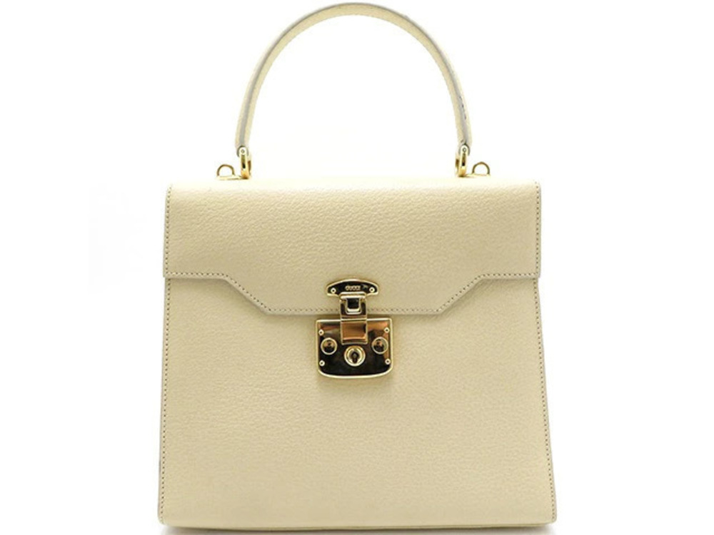 Gucci Lady Lock Shoulder Bag Beige Cream Leather
